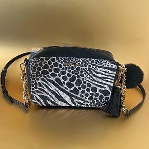 Michael Kors Black and White Animal Print Crossbody Bag